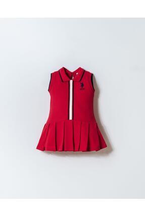 U.S. Polo Assn. Kız Bebek Kolsuz Polo Yaka Pike Elbise %100 Pamuk