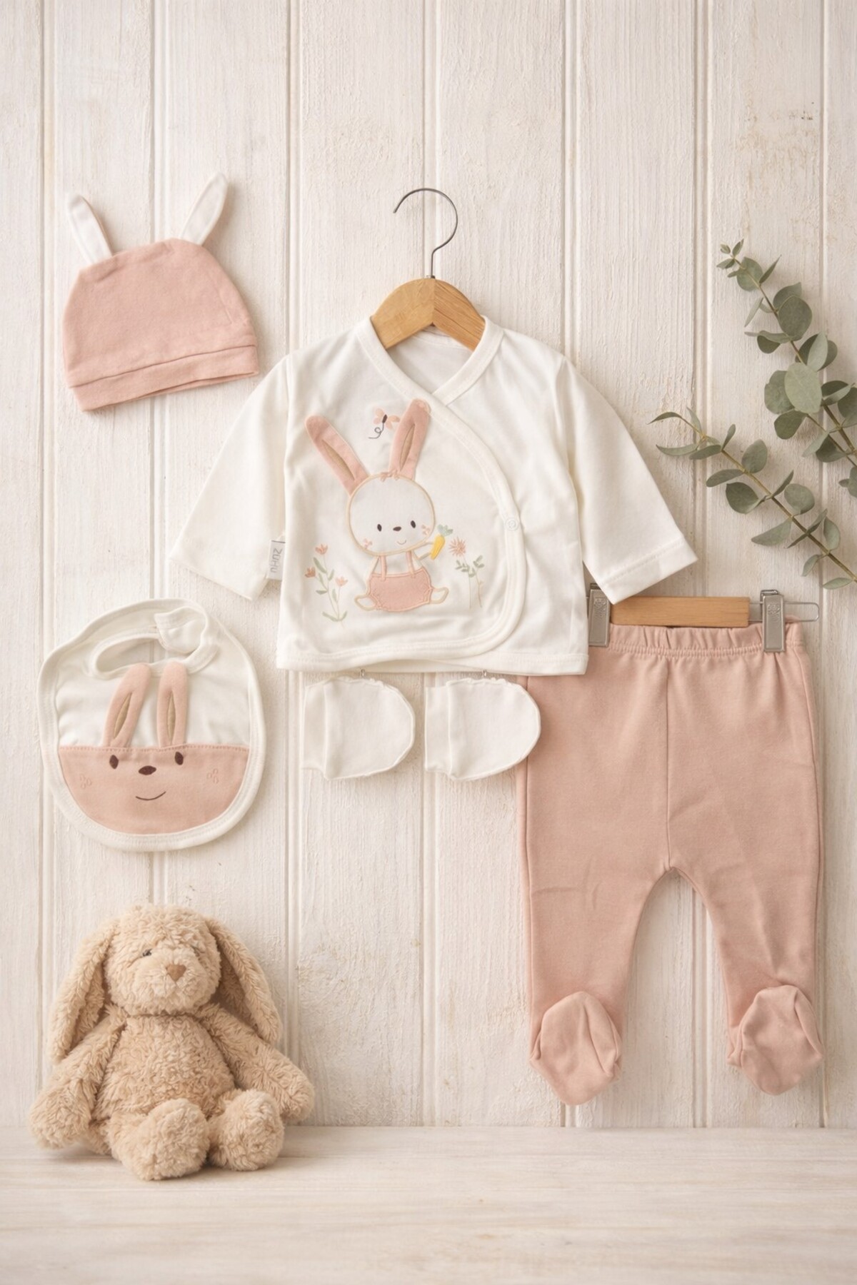 Arin Baby 5 'Lİ TAVŞANLI KULAKLI %100 PAMUK YENİ DOĞAN KIZ BEBEK HASTANE ÇIKIŞ SETİ/KIZ BEBEK ZIBIN SET fotoğrafı 5 (önizleme)