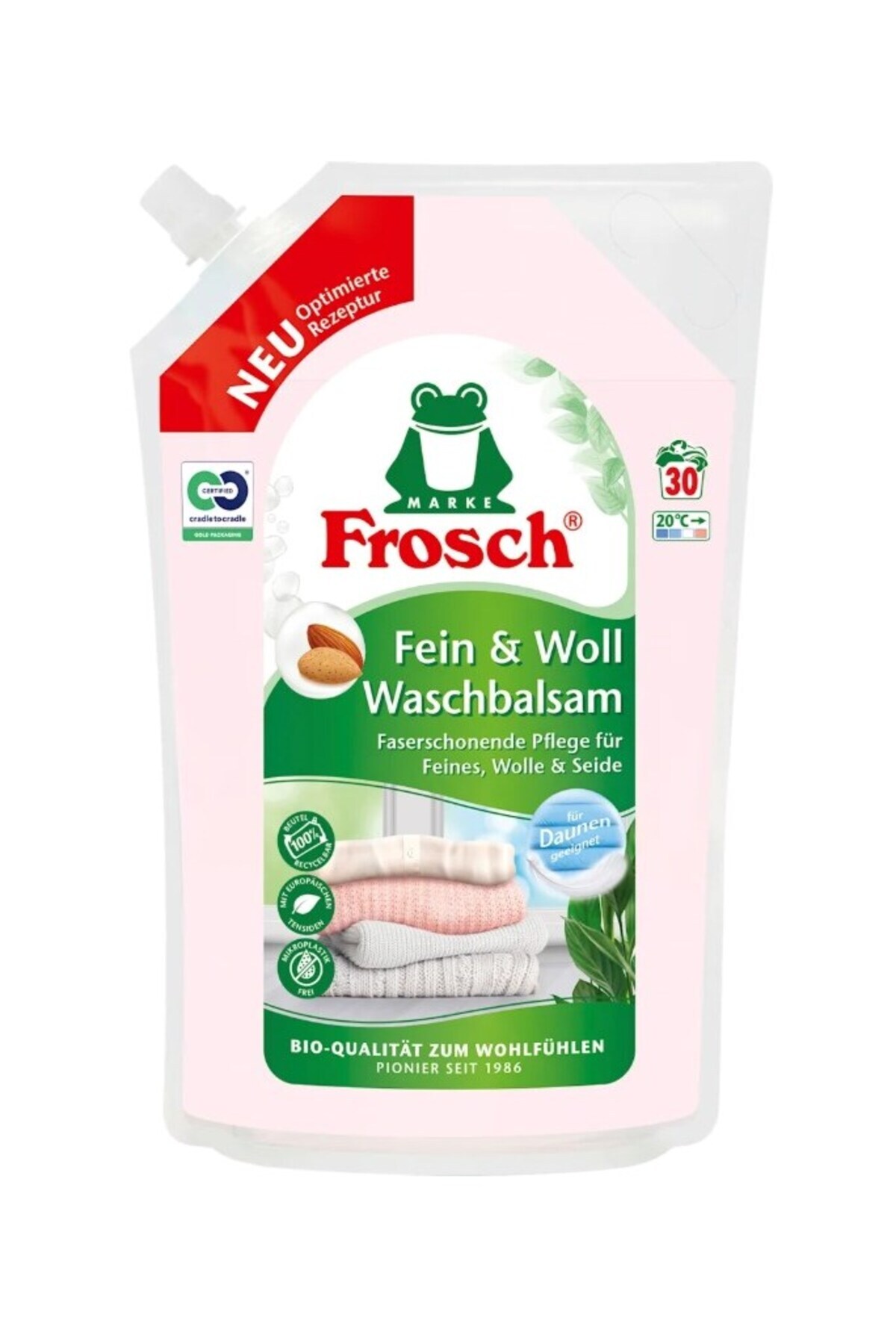 Frosch Badem Özlü Hassas ve Yünlüler İçin Çamaşır Balsamı/Deterjanı 1,44 lt x 3 Adet fotoğrafı 4 (önizleme)