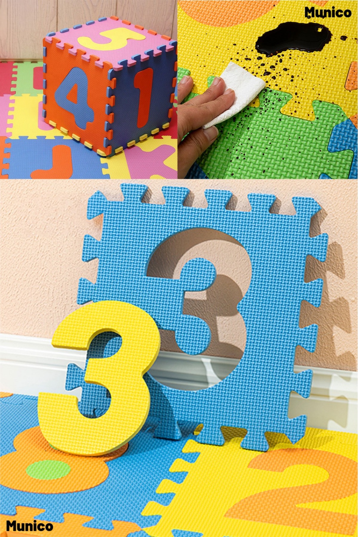 Munico Canlı Renkli 9 Parça Sayılar Puzzle Yer Matı Darbe Emici EVA Oyun Halısı fotoğrafı 2 (önizleme)