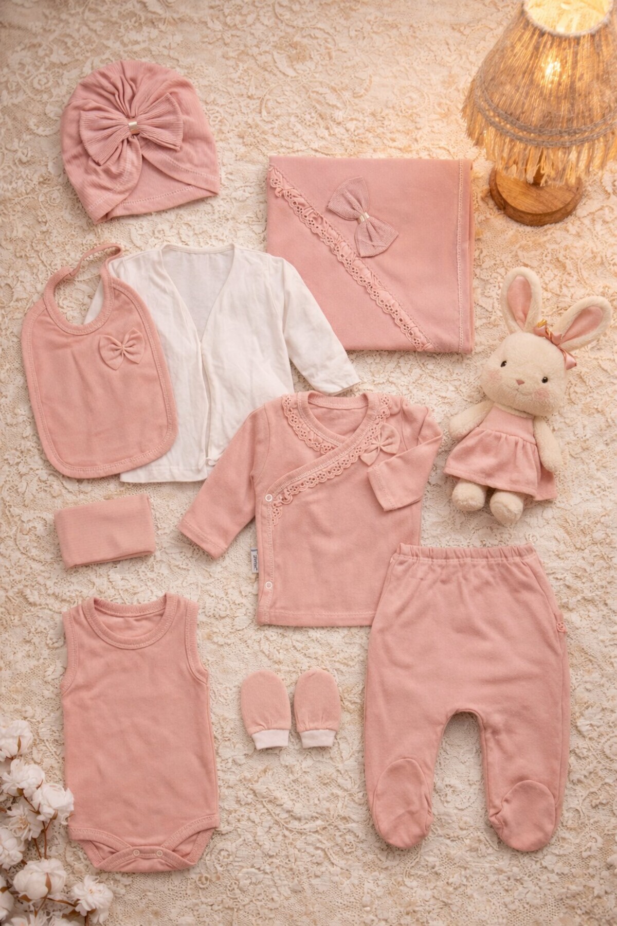 NEWBORN BABY GIRL HOSPITAL DISCHARGE WITH 10 PIECES OF PISTOL/100% COTTON NEWBORN HOSPITAL DISCHARGE WITH 10 PIECES