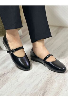 KAYGISIZ AYAKKABI Kadın Babet Siyah Bantlı Kemerli Hafif Rahat Şık İş Ofis Gü...