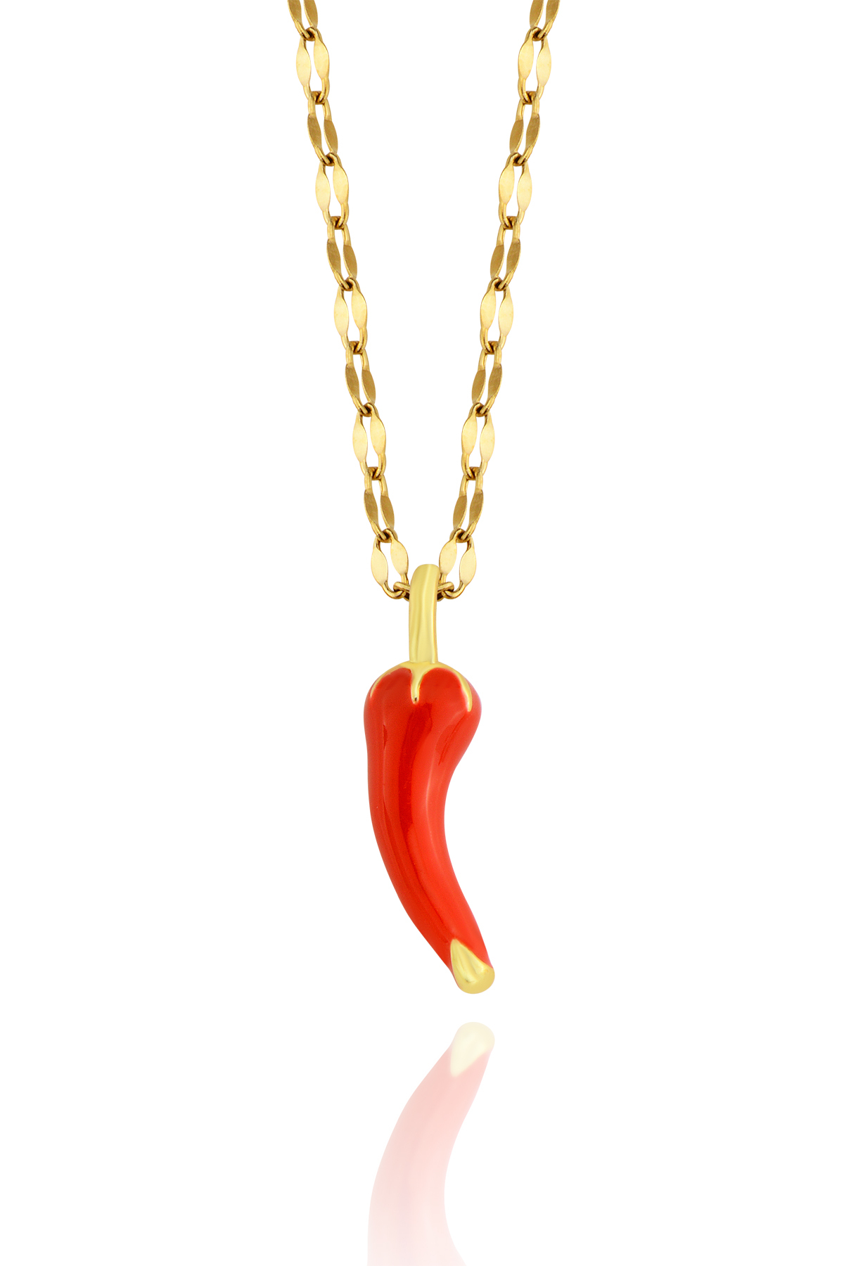 316L Stainless Steel Gold Color Plated Chili Tip Luck Necklace