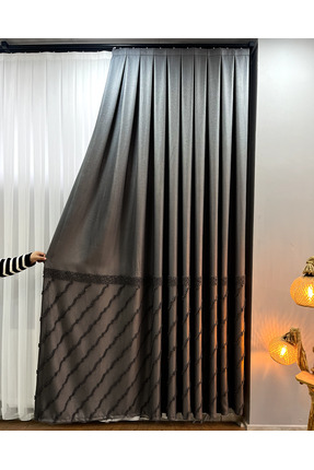 PERDEYERİ Pomelissa Serisi Ponponlu 1/3 Kat Sık Pile Fon Perde TEK KANAT Dökü...