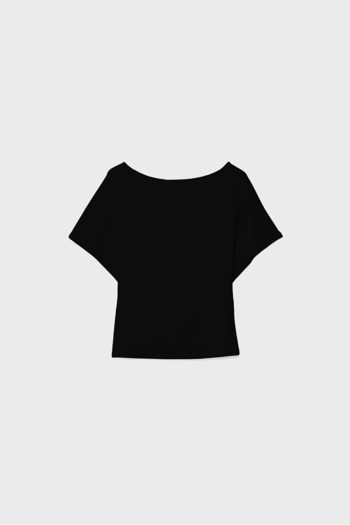 Stradivarius  Kısa kollu kayık yaka t-shirt - Görsel 6