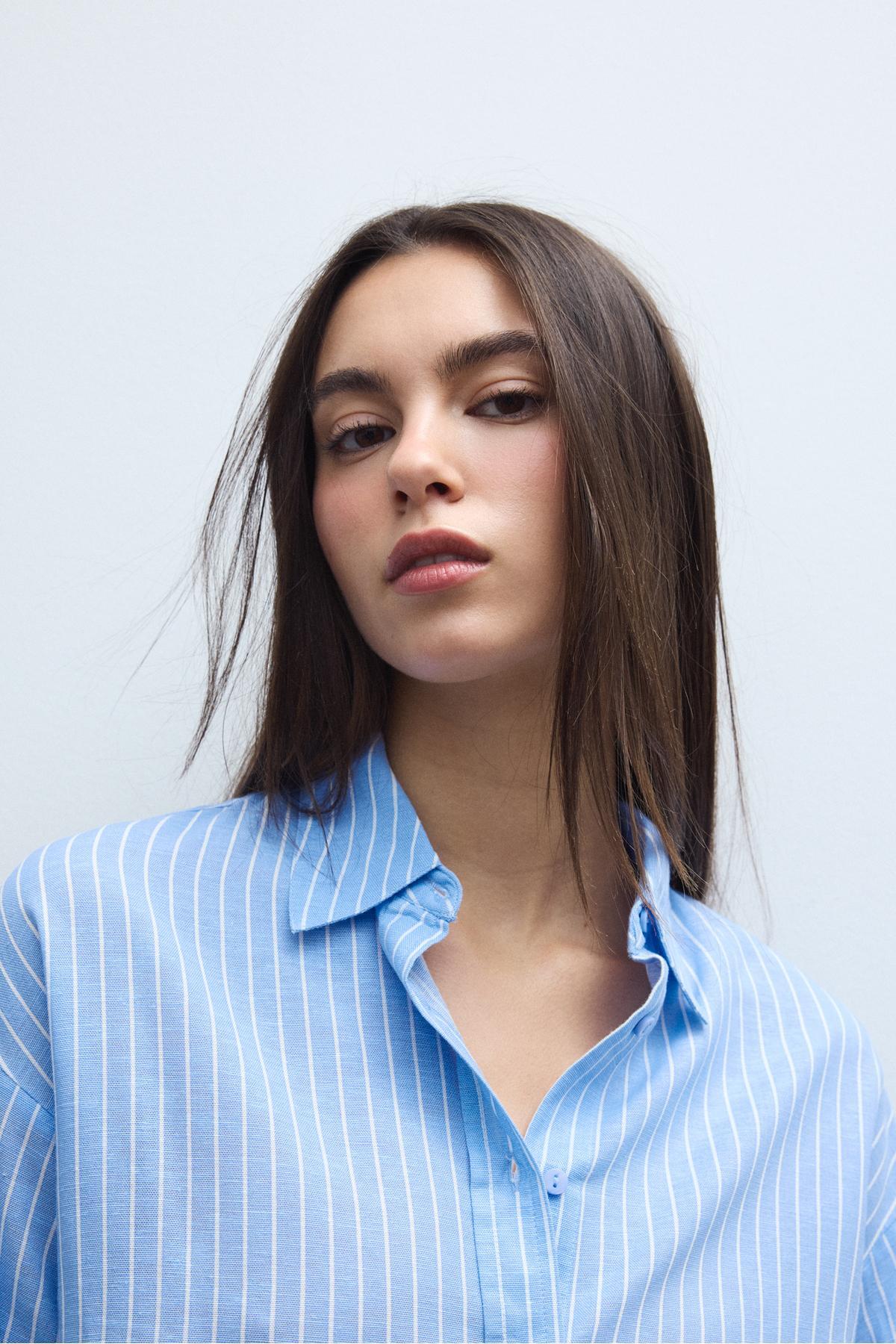 Stradivarius  Keten görünümlü gömlek - Görsel 3