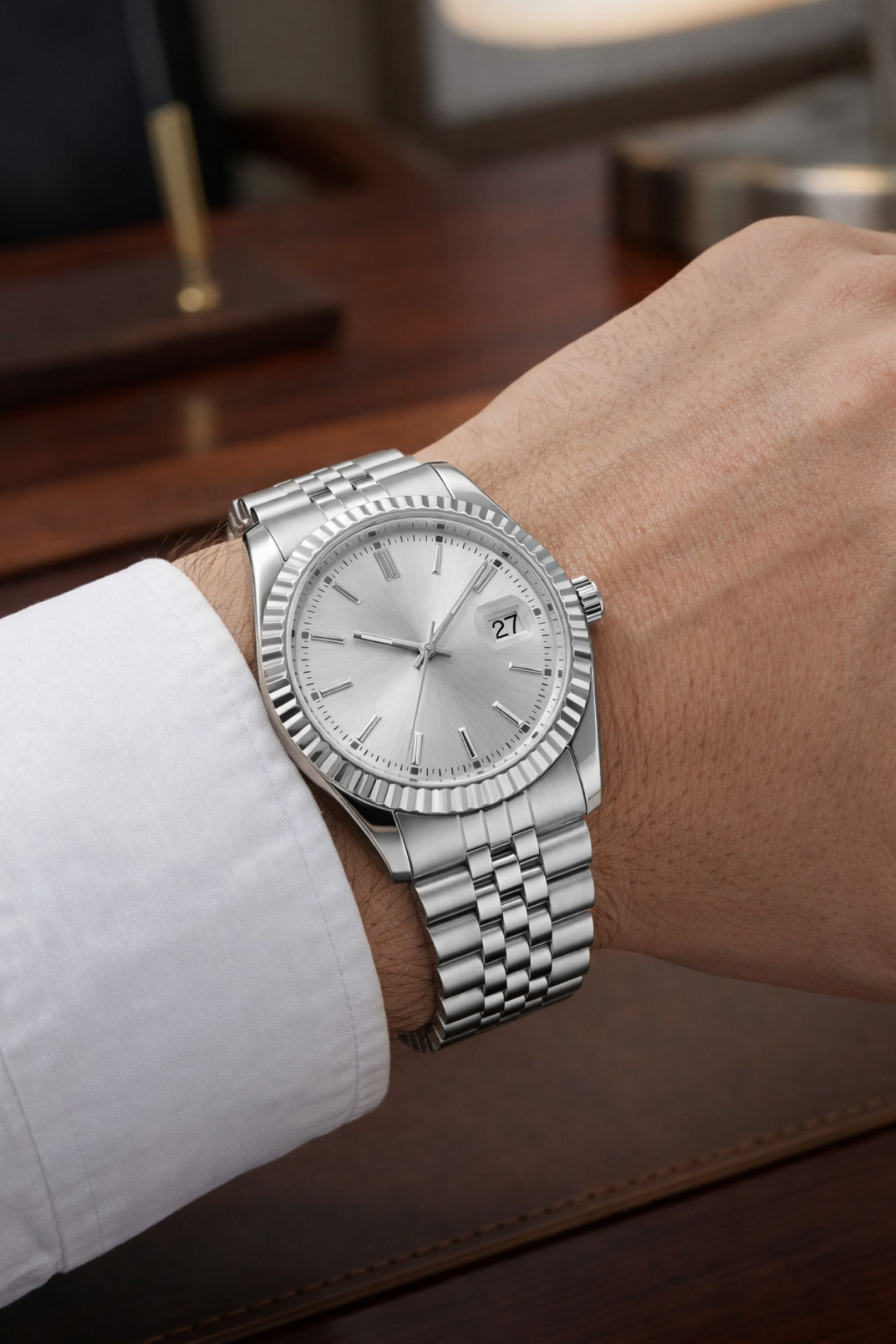 LONES TIME  Erkek Metal Kol Saati Takvimli Şık Tasarım Özel Kutusunda - Görsel 2