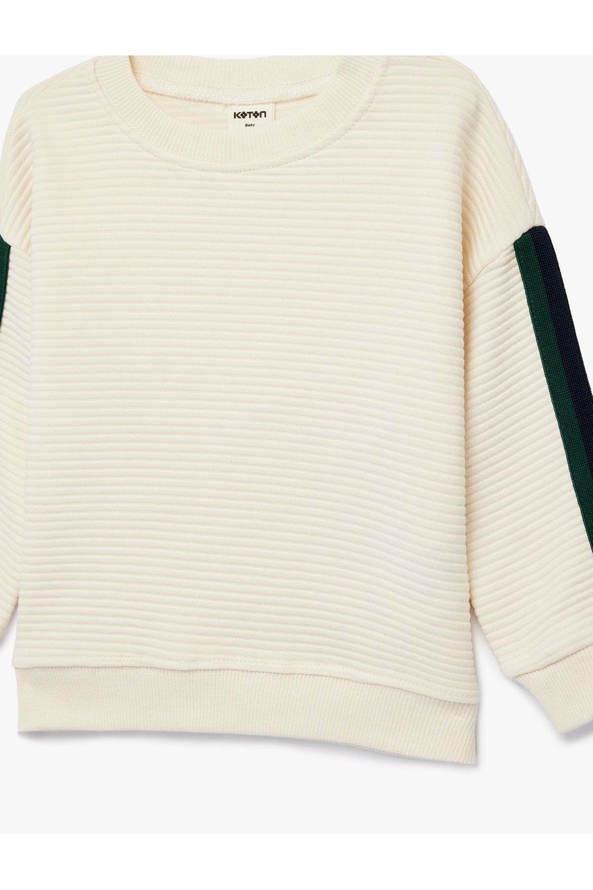 Koton Pamuklu Oversize Ekru Erkek Bebek Sweatshirt 6SMB10096TK fotoğrafı 4 (önizleme)