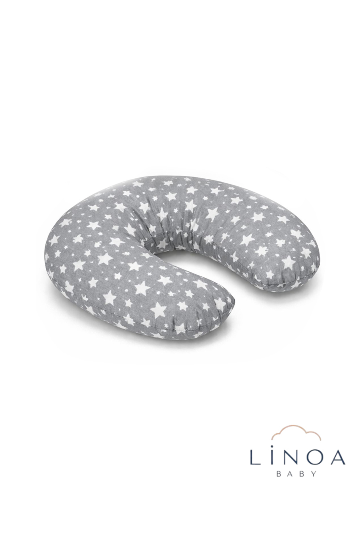 LinoaBaby 2' Li Gri Yıldız Bebek Seti Emzirme Yastığı Doğru Tutuş Destek Minderi fotoğrafı 2 (önizleme)
