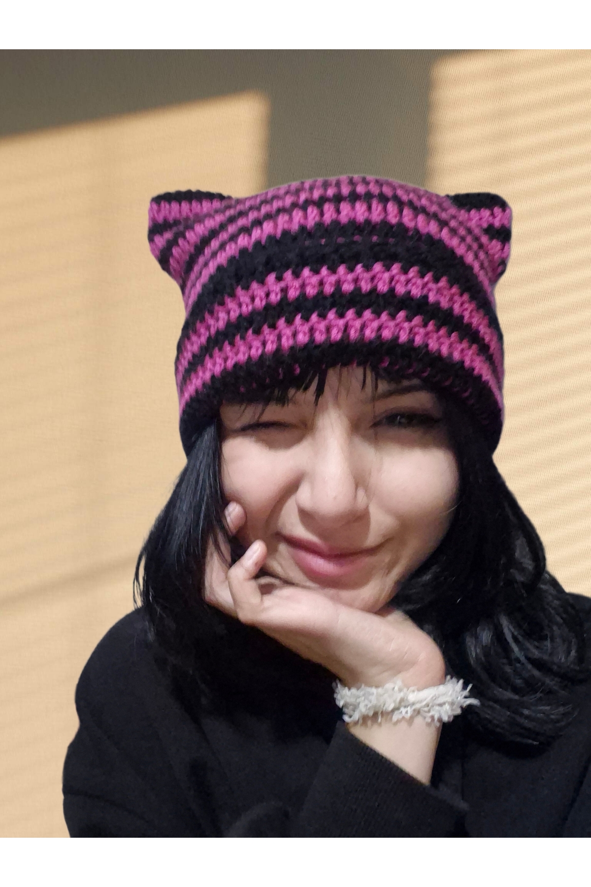nazegram Örgü Kedi Kulaklı Bere görsel 2