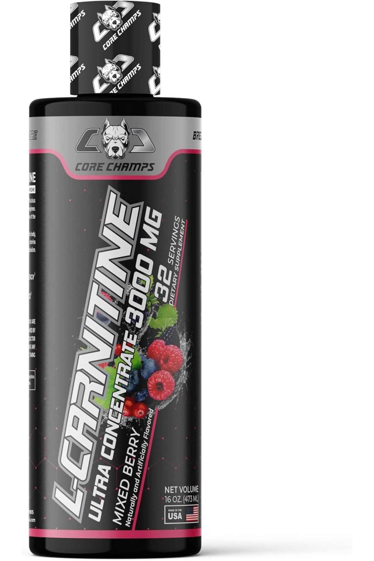 Core Champs L-Carnitine Ultra Concentrate 3000mg | Mixed berry Flavor | 32  Servings