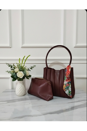 Tanbagtr TANBAG bordo 2’li Kadın Omuz Çantası (İç Çantalı)