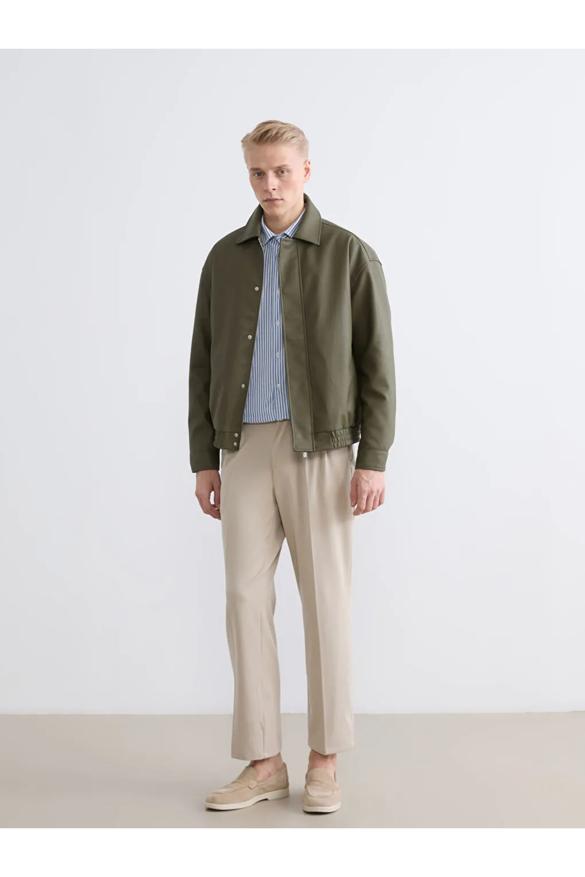 LC Waikiki  Kahverengi Standart Kalıp Deri Görünümlü Erkek Mont - Görsel 7