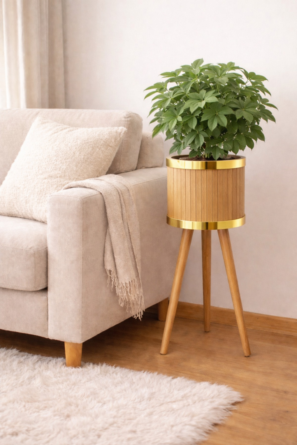 BLACK PEARL Bambu ahşap ayaklı saksı Gold - Fiyatı, Yorumları