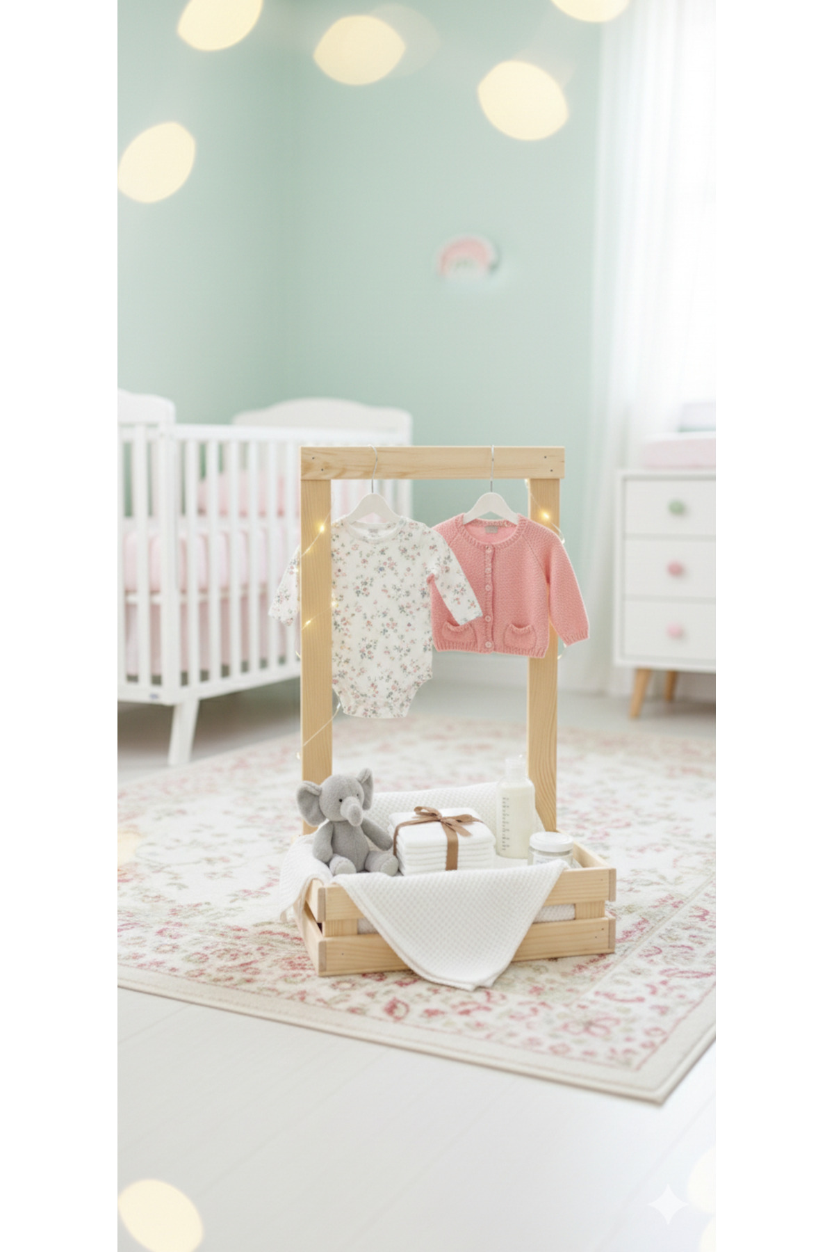 Tahta Dizayn Ahşap Yenidoğan Bebek Hediye Sepeti – İsimli Tasarım - Baby Shower fotoğrafı 5 (önizleme)