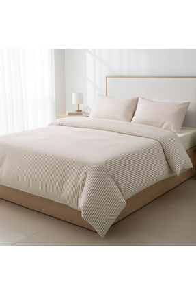 Days In Colours Çift Kişilik %100 Pamuk Çizgili Nevresim Takımı - Pera Serisi