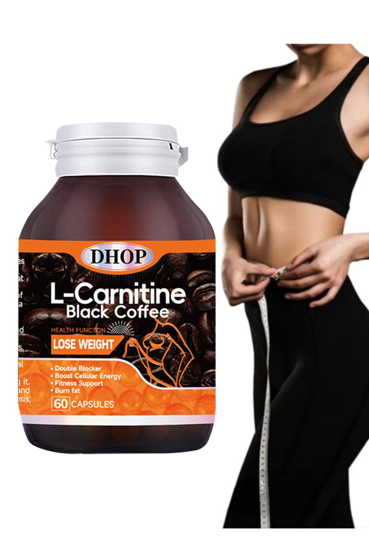 l carnitine with black coffee DHOP L-Carnitine Black Coffee Capsules，Double Blocker，Boost Cellular  Energy，Burn Fat 60 capsules- Trendyol