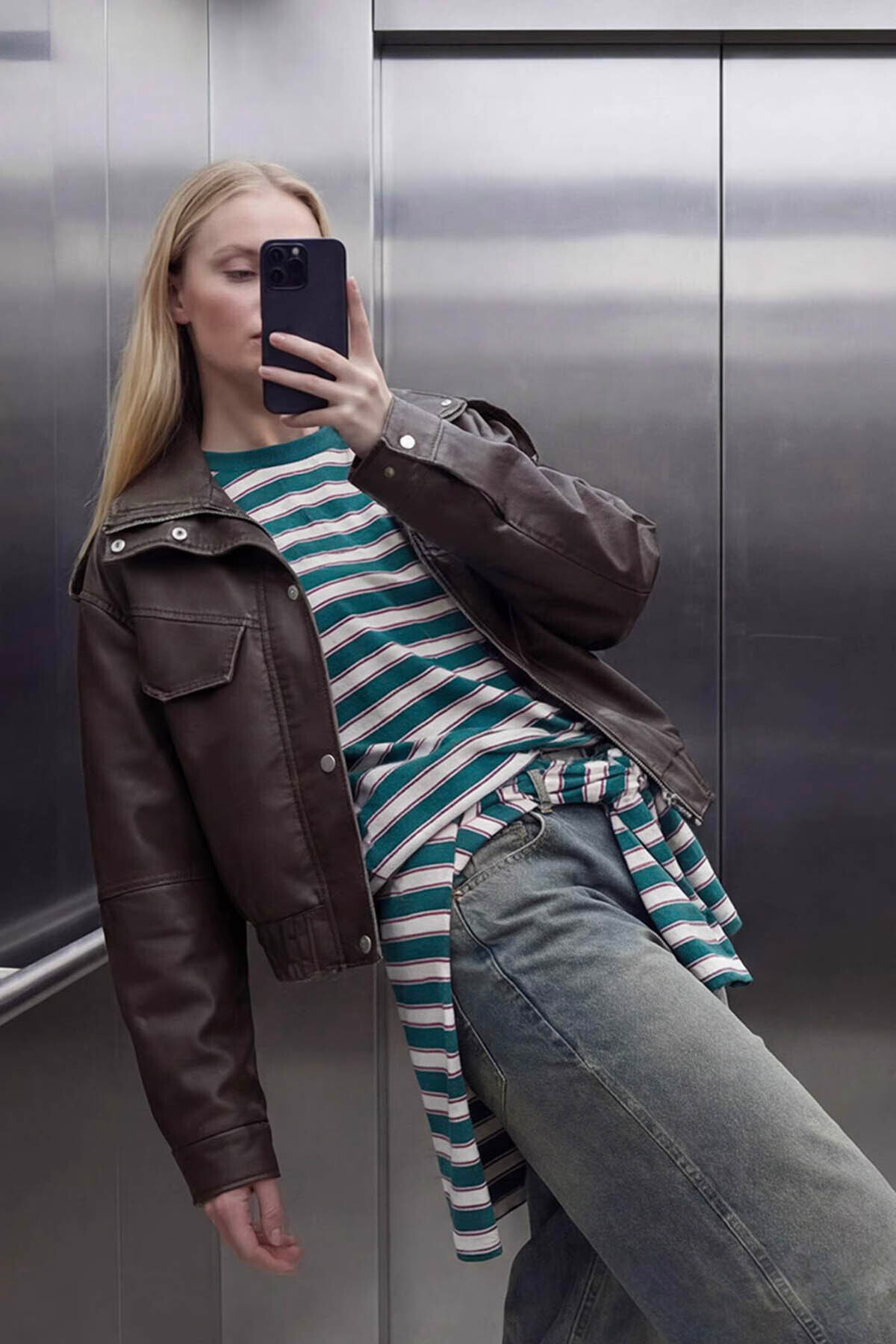 Defacto  Relax Fit Suni Deri Haki Kadın Mont G0667AX/KH405