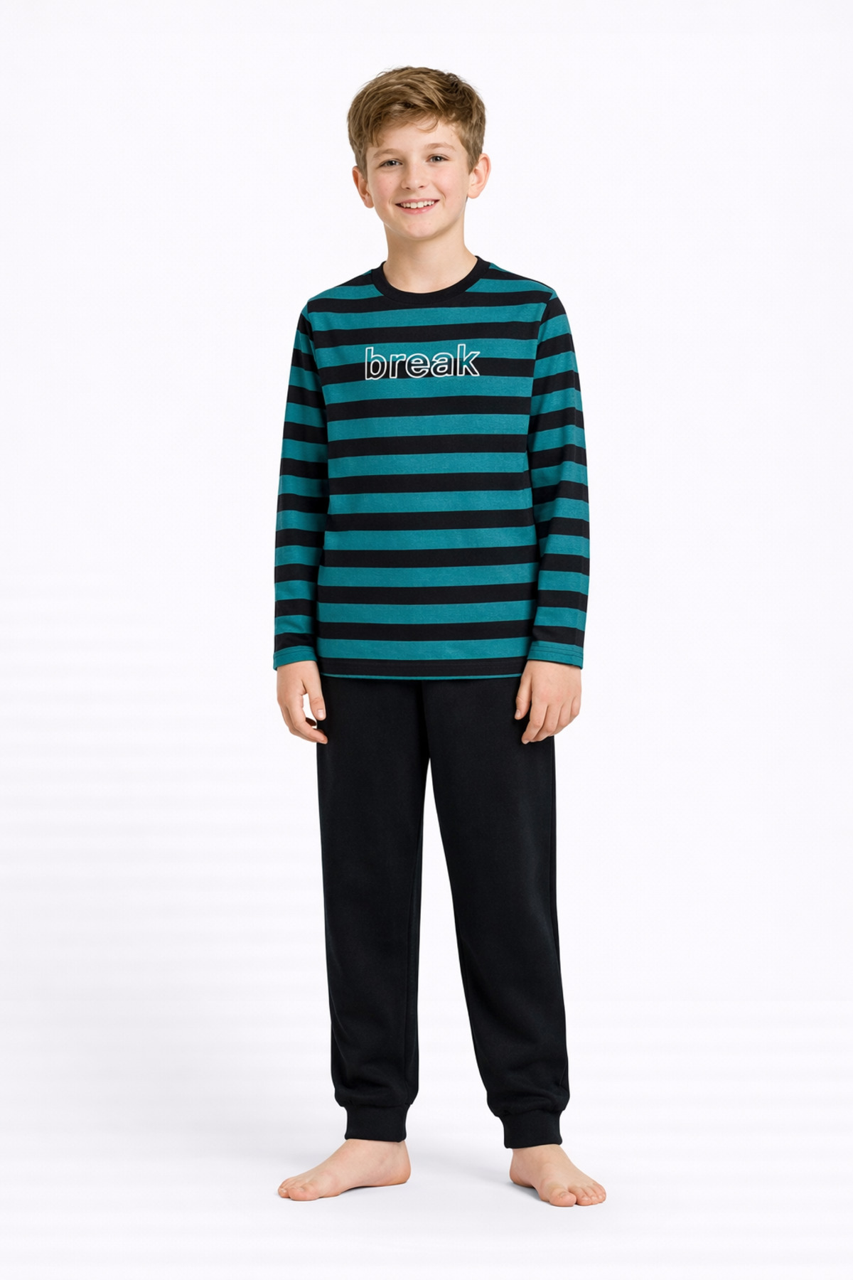 CİRİLO Erkek Çocuk Çizgili Garson Boy Organik Pamuk Pijama Takımı