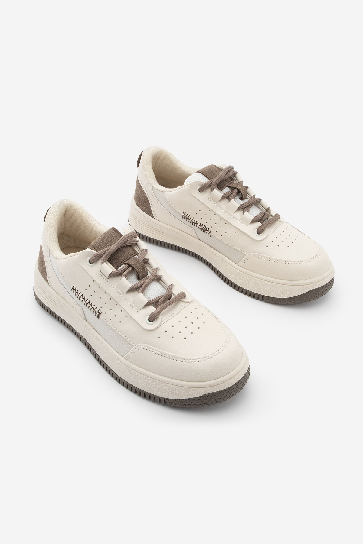 Marjin  Kadın Sneaker Yüksek Taban Spor Ayakkabı Loske Ekru - Görsel 5