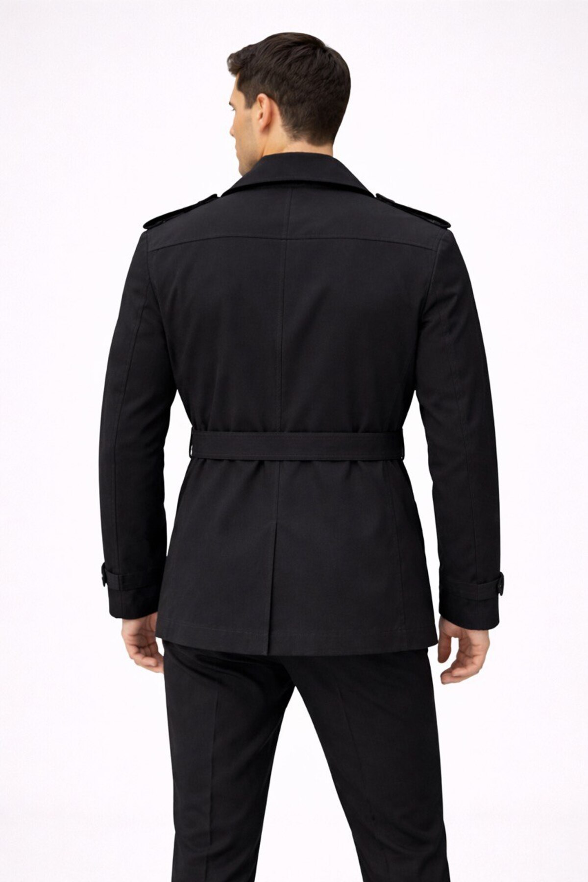 BASEL.CO  Su ve Rüzgar Geçirmez Midi Boy Kuşaklı Trençkot - Görsel 2