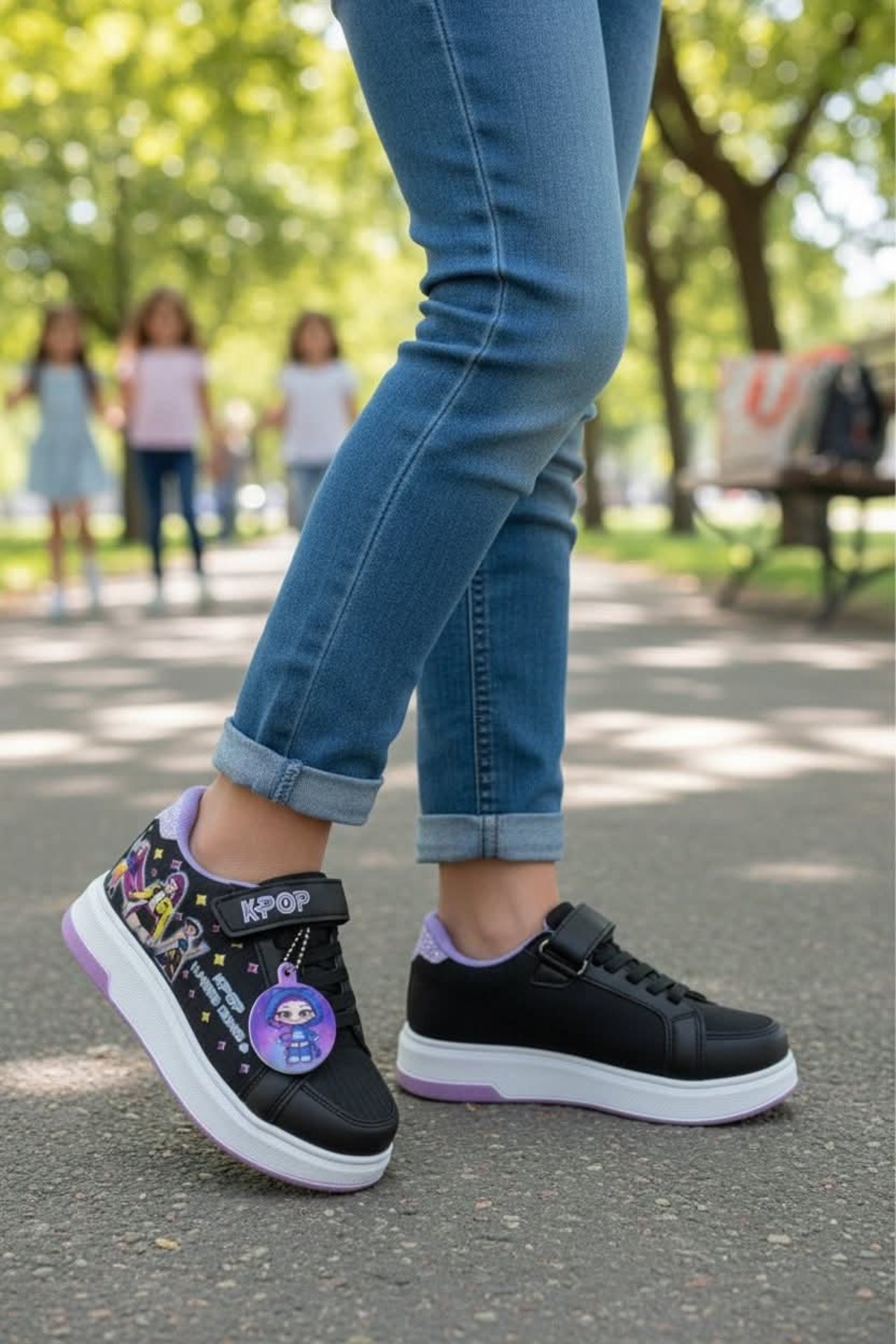 KPOP GIRLS' CASUAL SNEAKER SPORTS SHOES WITH BLACK TAPE