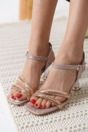 Genel Markalar Rose Gold Taşlı Kadın Topuklu Sandalet BP25MY05B