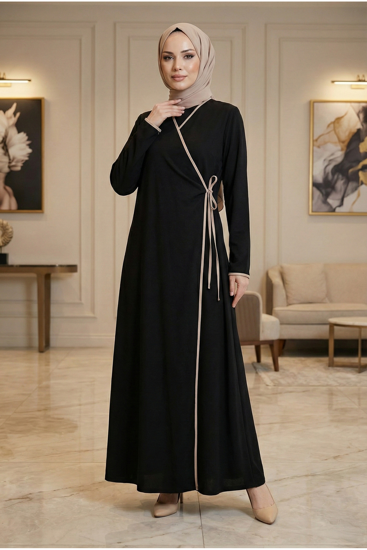 GIONA  Kadın Biyeli Siyah Namaz Elbisesi