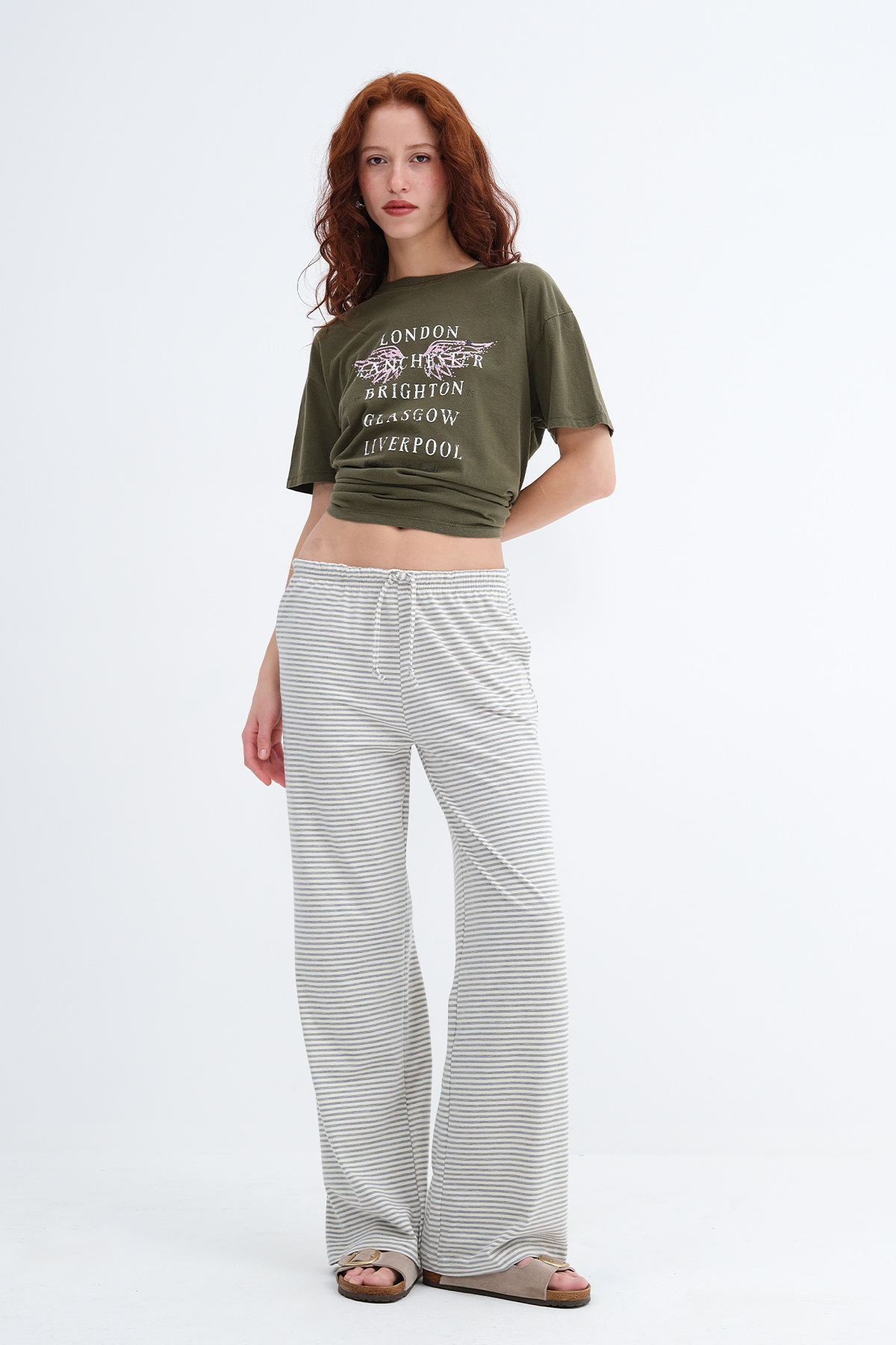 Addax Çizgili Wide Leg Eşofman EŞF10558