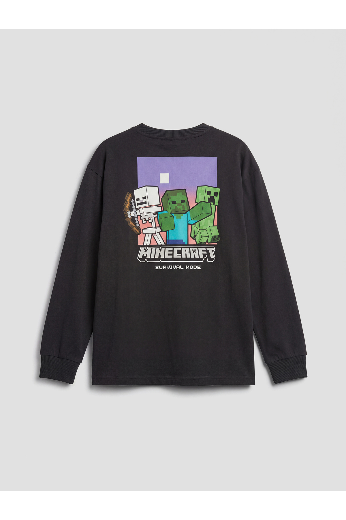 LC Waikiki Nevaa Collection Antrasit Minecraft Baskılı Erkek Çocuk Sweatshirt fotoğrafı 2 (önizleme)