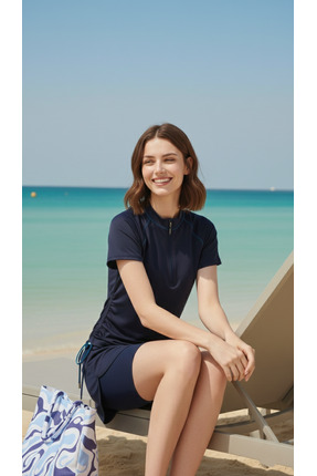 LAGRANZE AquaSculpt Yan Büzgülü Yarım Fermuarlı Yarı Kapalı Mayo