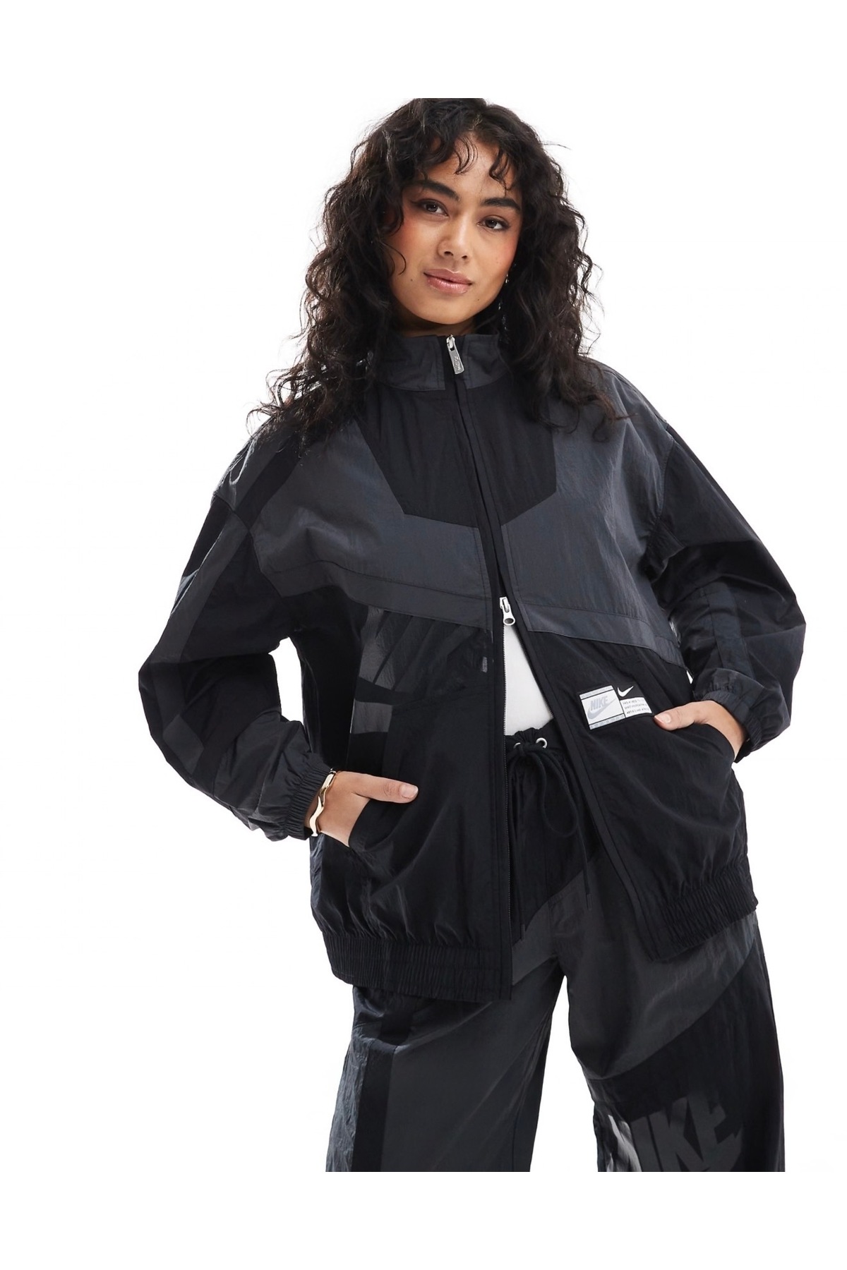 Nike Street Woven Oversize Jacket Bol Kalıp Siyah Kadın Spor Ceket