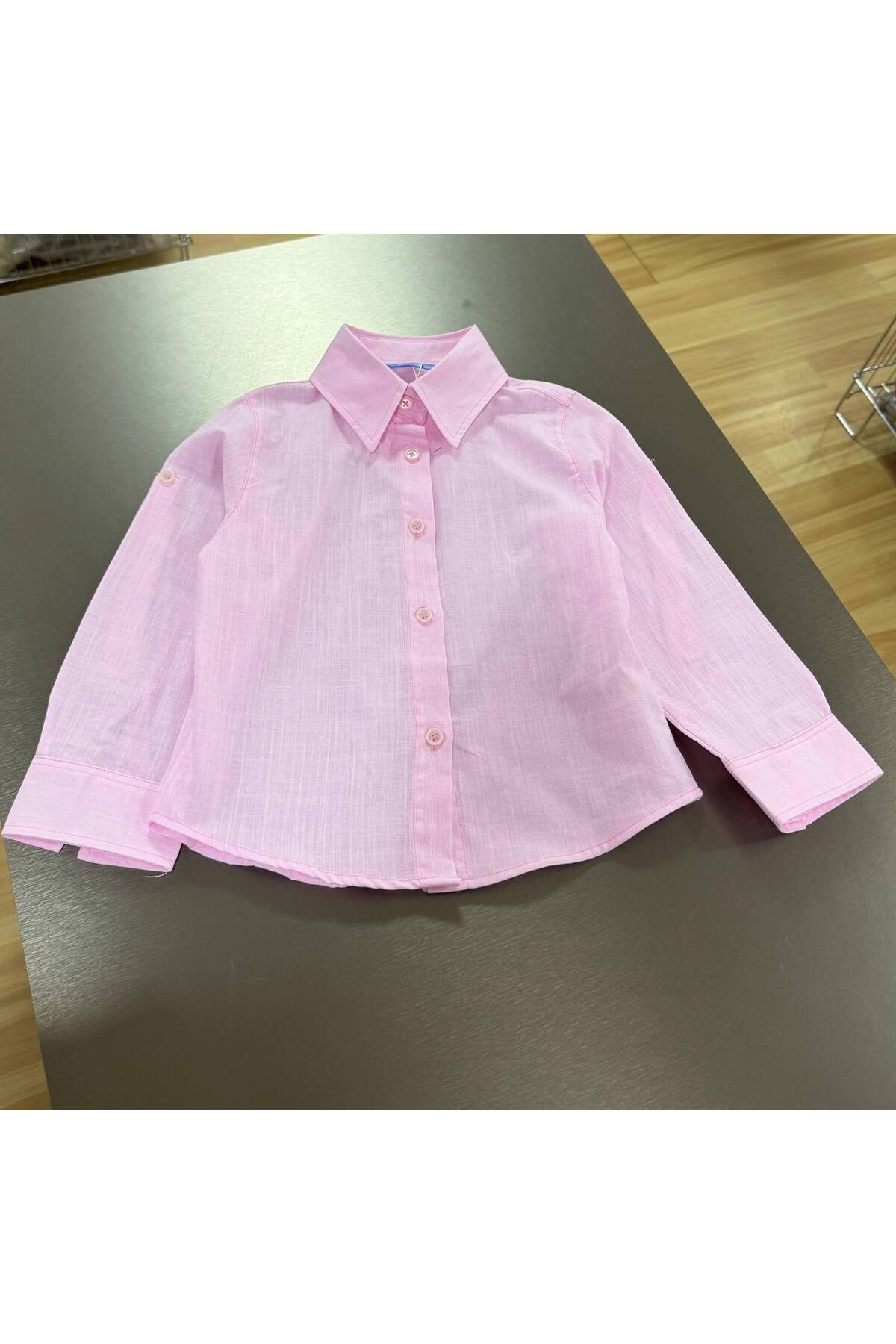 KETEN KIZ PEMBE GÖMLEK - Pembe
