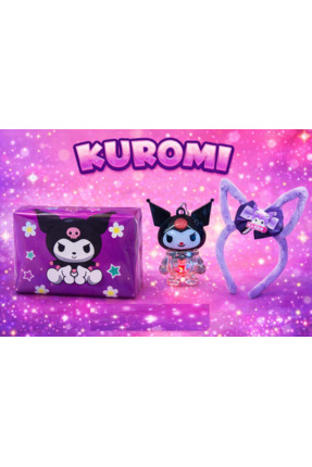 BASEL MAİSON Kuromi 3’lü Süper Set – Işıklı Anahtarlık & Peluş Taç & Cüzdan