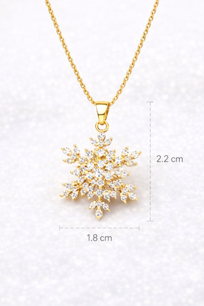 VogueaStyle Taşlı Kar Tanesi Kolye – Gold