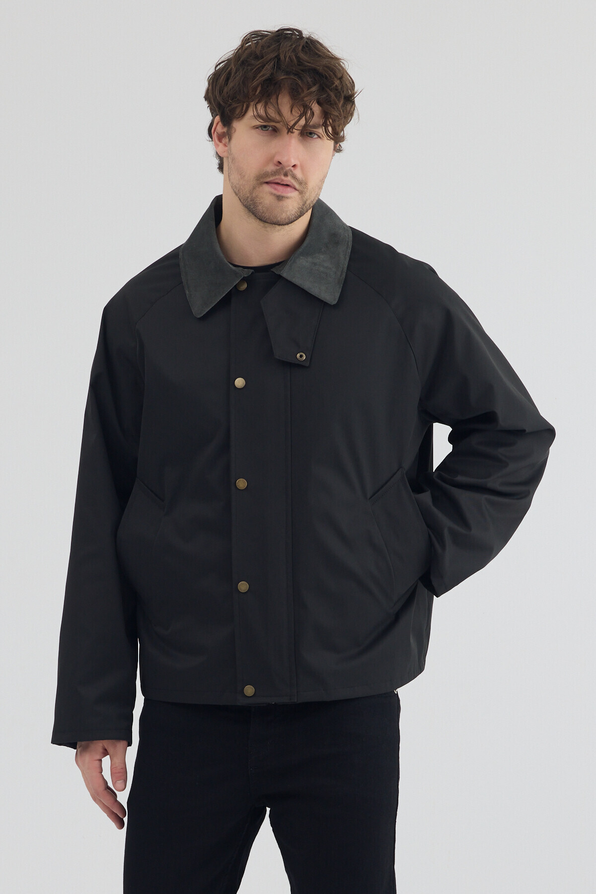 Stoncs  Erkek Siyah Kontrast Yakalı Oversize Ceket - Görsel 4