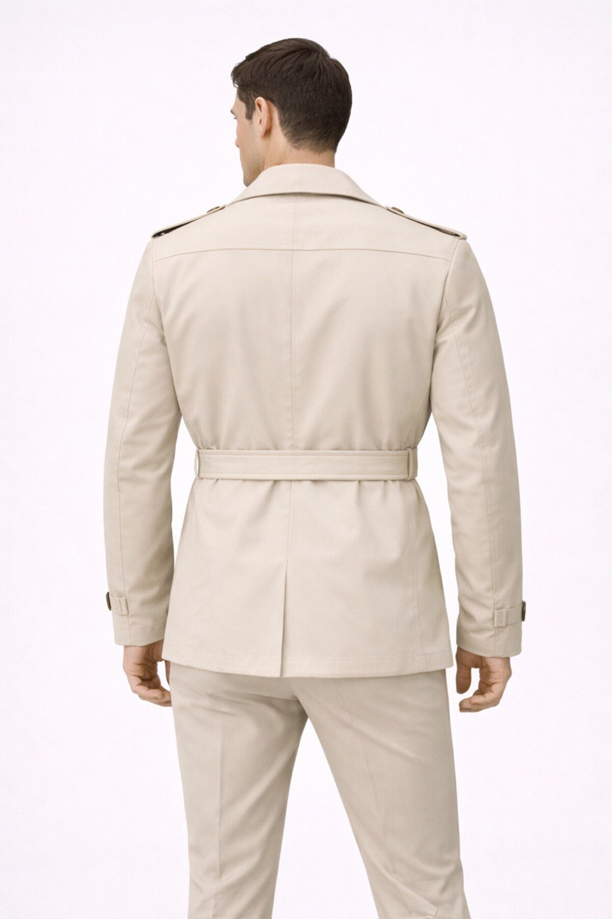 BASEL.CO  Su ve Rüzgar Geçirmez Midi Boy Kuşaklı Trençkot - Görsel 2