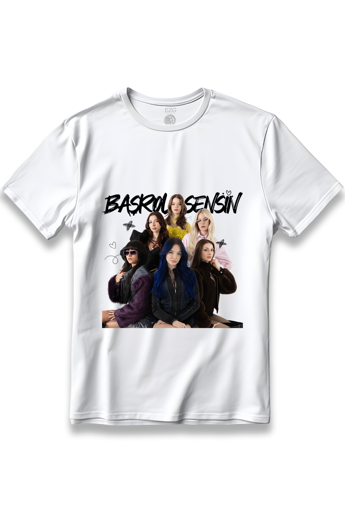 EZG Business  Manifest Başrol Sensin Baskılı T-Shirt Unisex %100 Pamuk Nefes Alan Kalın Kumaşlı Tişört