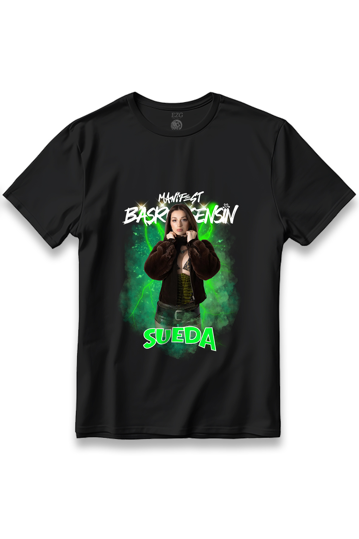 EZG Business  Manifest Grup Sueda Başrol Sensin Baskılı T-Shirt Unisex %100 Pamuk Nefes Alan Kalın Kumaşlı Tişört