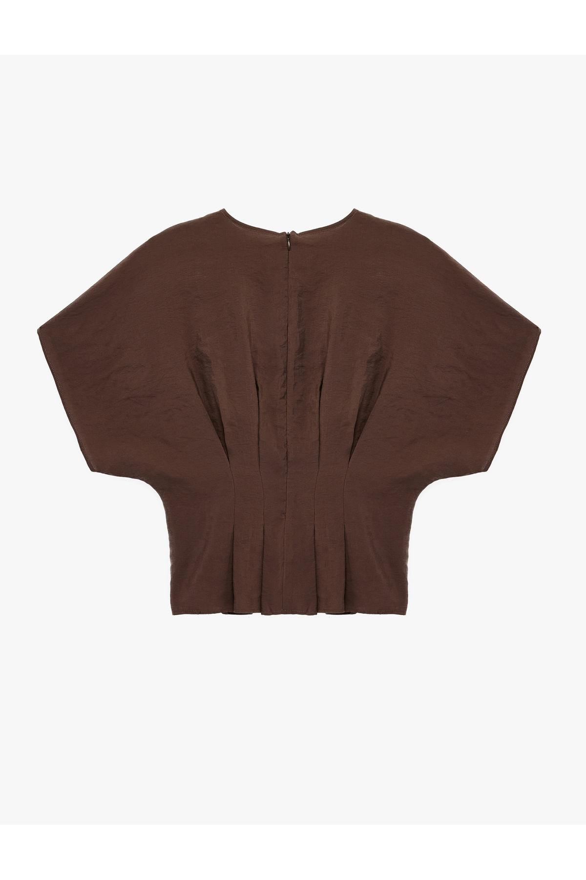 Koton  Modal Kumaş Slim Fit Pile Detaylı Kap Kol Bisiklet Yaka Crop Bluz - Görsel 4