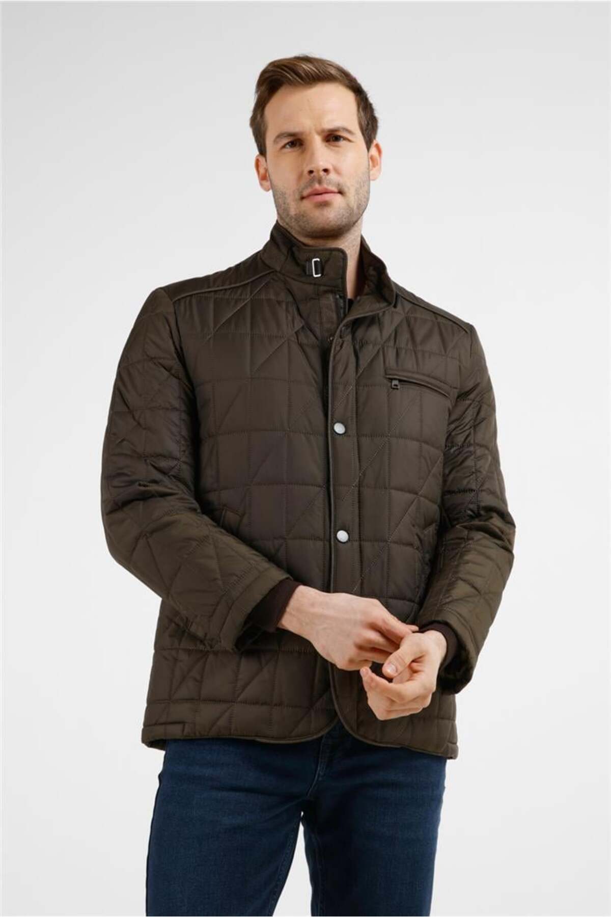 İmza  Haki Dik Yaka Slim Fit Classic Kaban 1008255153 - Görsel 2