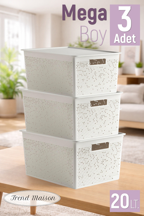 Trend Maison Çok Amaçlı Düzenleyici Organizer 20 L. Plastik Kapaklı Saklama K...