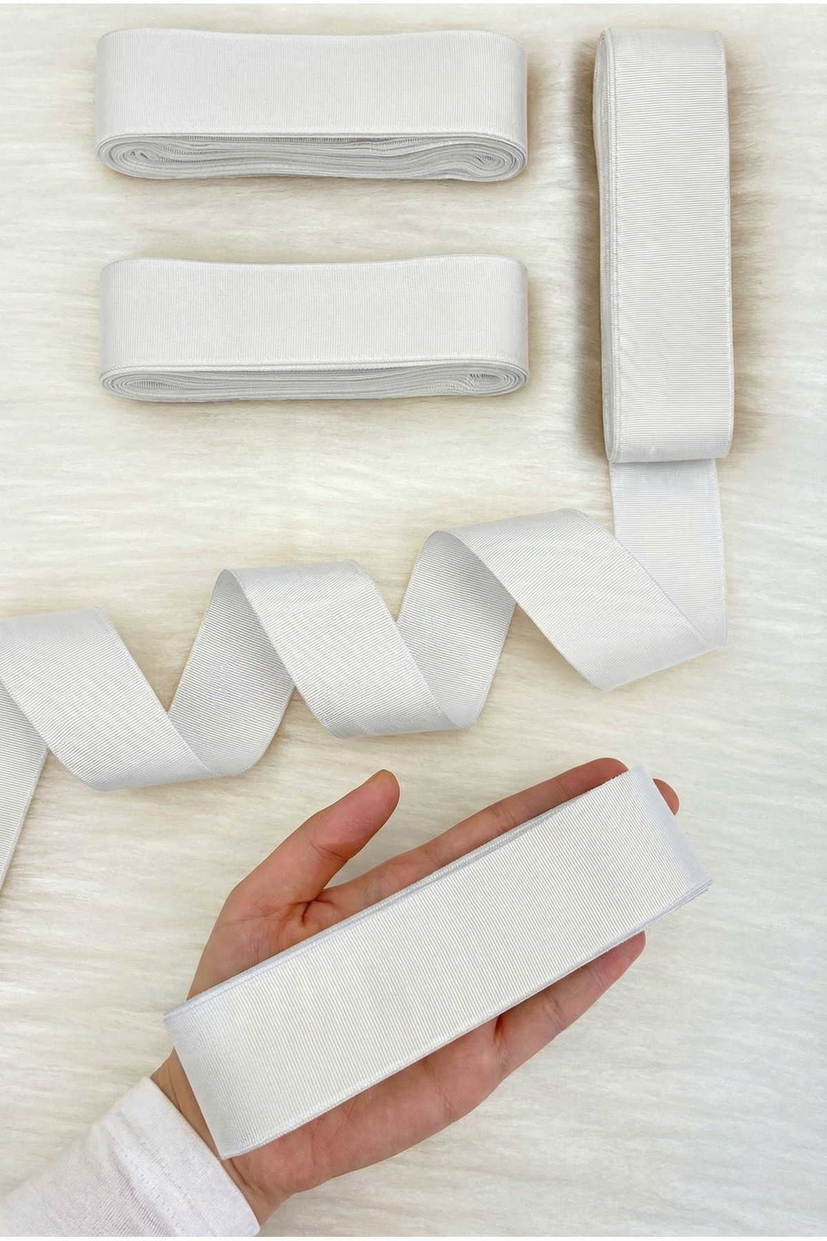 Off-White Grosgrain Ribbon 4 Cm 10 Mt, Bundle Dowry Wedding Engagement Birthday Gift Packaging Decoration