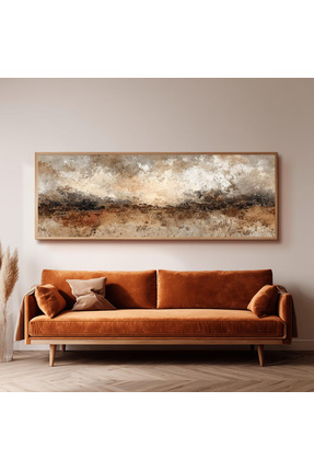 Dekorsiahome Ahşap Çerçeveli Panoramik Oturma Odası Salon Tablosu UZ0285