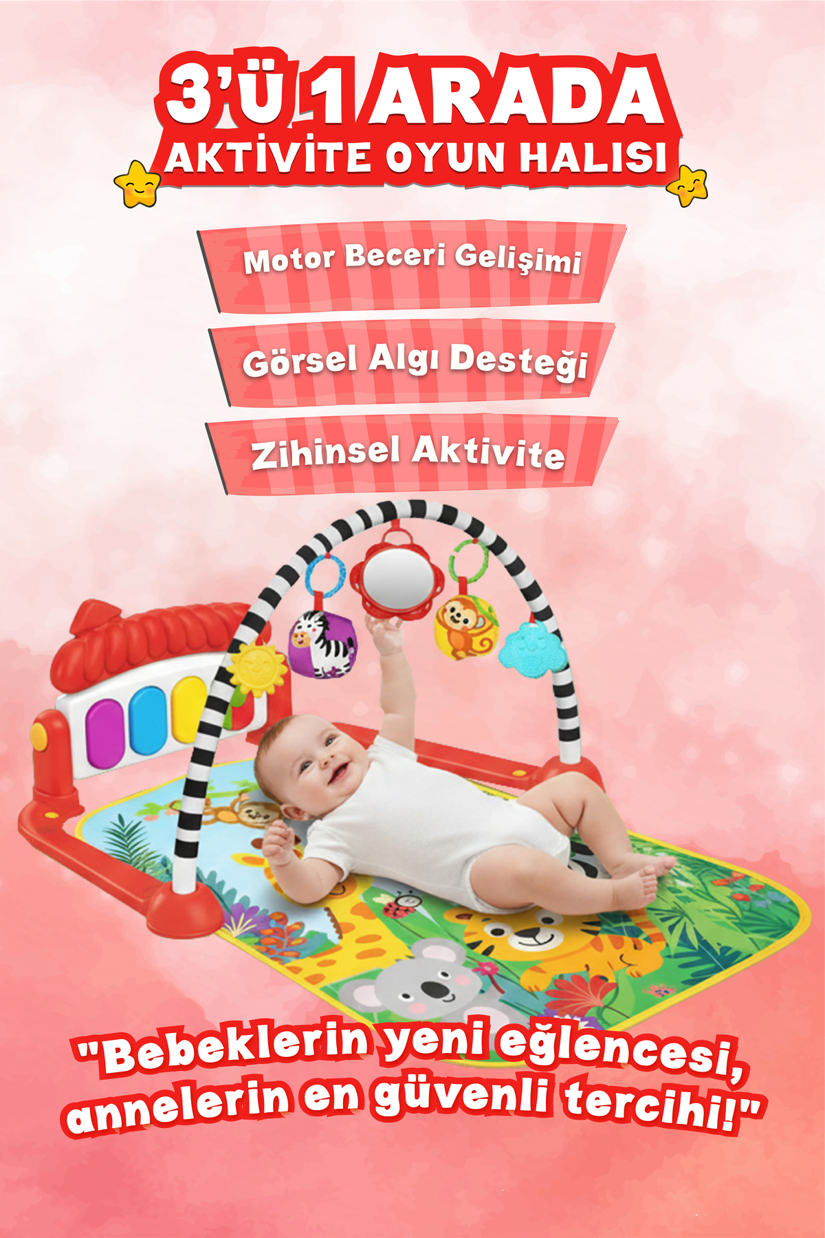 ŞENOL OYUNCAK Piyanolu Safari Desenli Bebek Oyun Halısı- Eğitici Müzikli Aktivite Halısı (0-24 Ay) fotoğrafı 2 (önizleme)