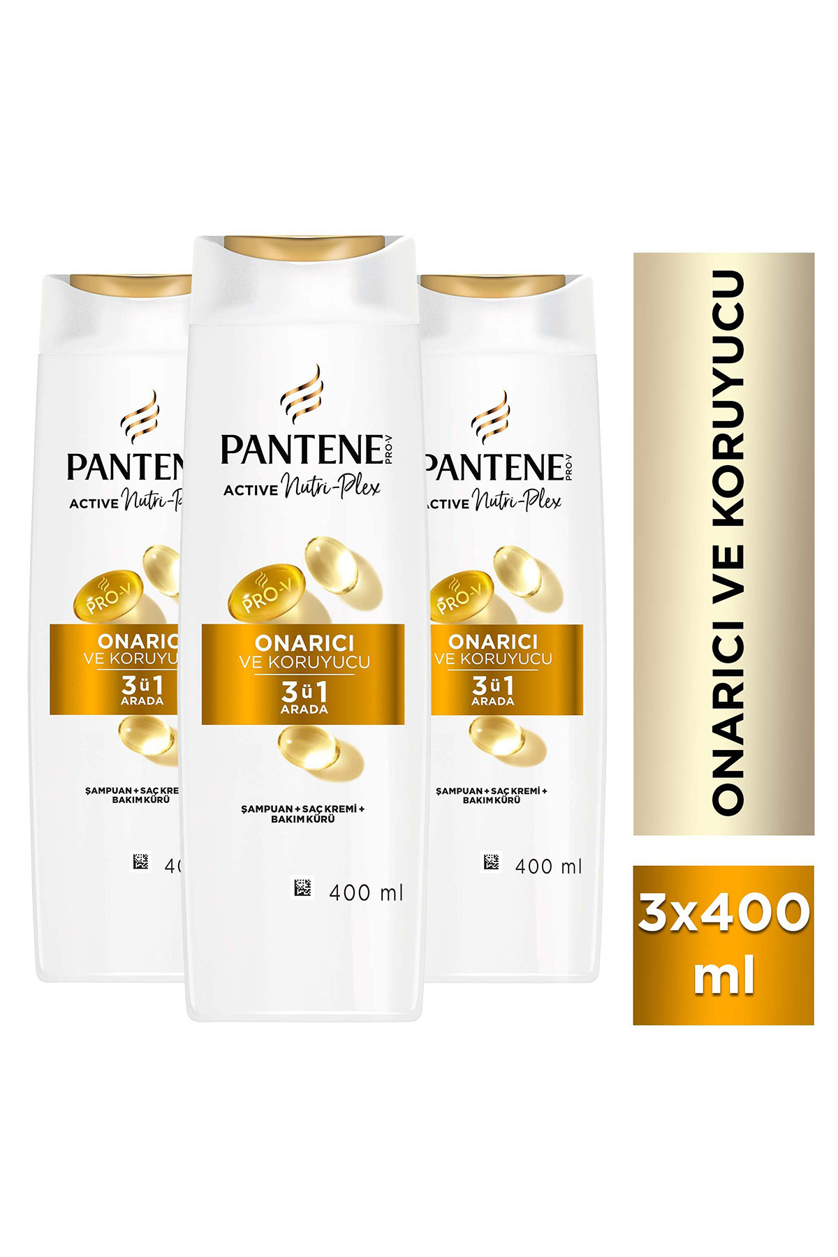 Pantene Pro-V Güç ve Parlaklık 3'ü 1 Arada, Elektriklenen Cansız Saçlar İçin Şampuan 400 ml x 3 Adet