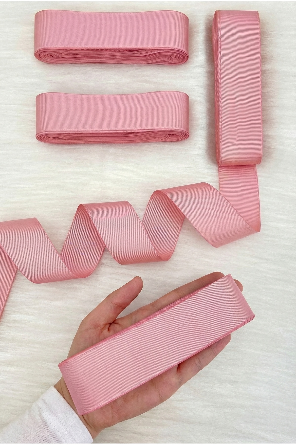 Baby Pink Grosgrain Ribbon 4 Cm 10 Mt, Bundle Dowry Wedding Engagement Birthday Gift Packaging Decoration