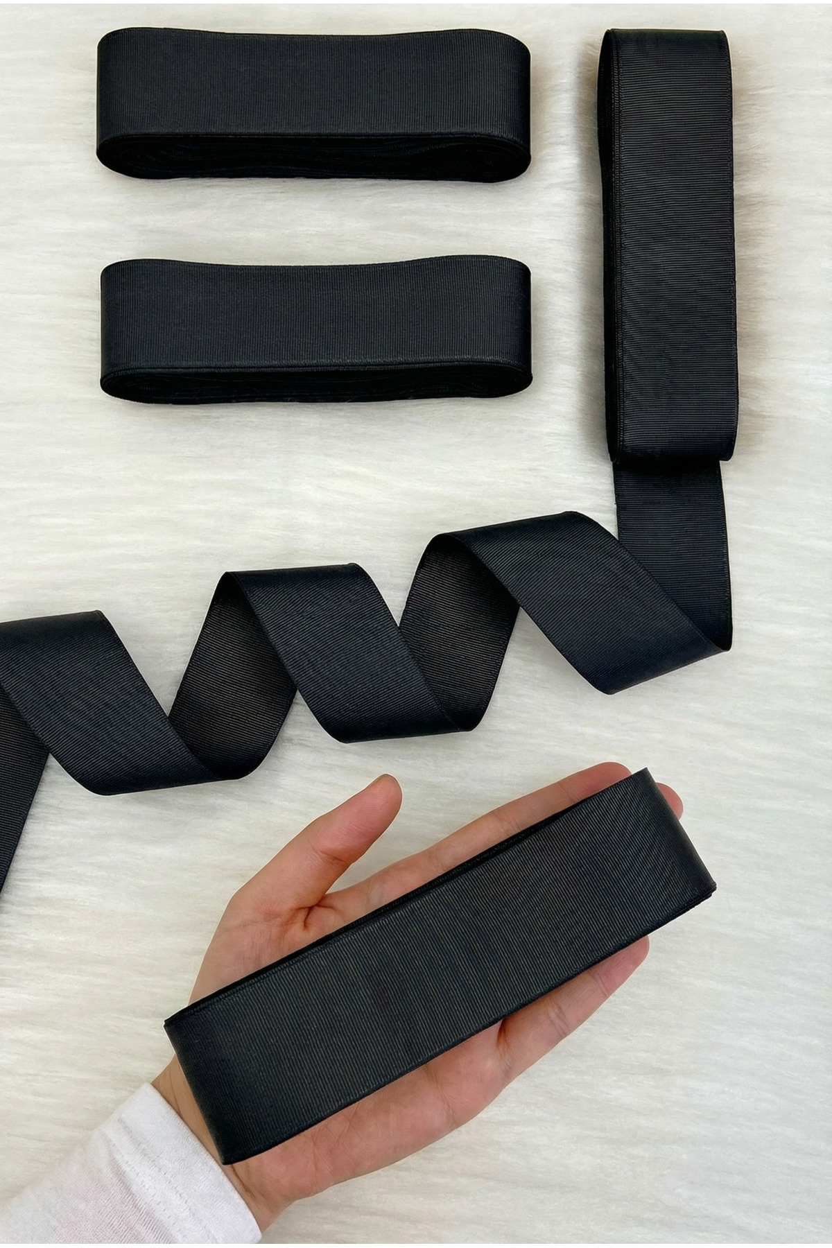 Black Grosgrain Ribbon 4 Cm 10 Mt, Bundle Dowry Wedding Engagement Birthday Gift Packaging Decoration