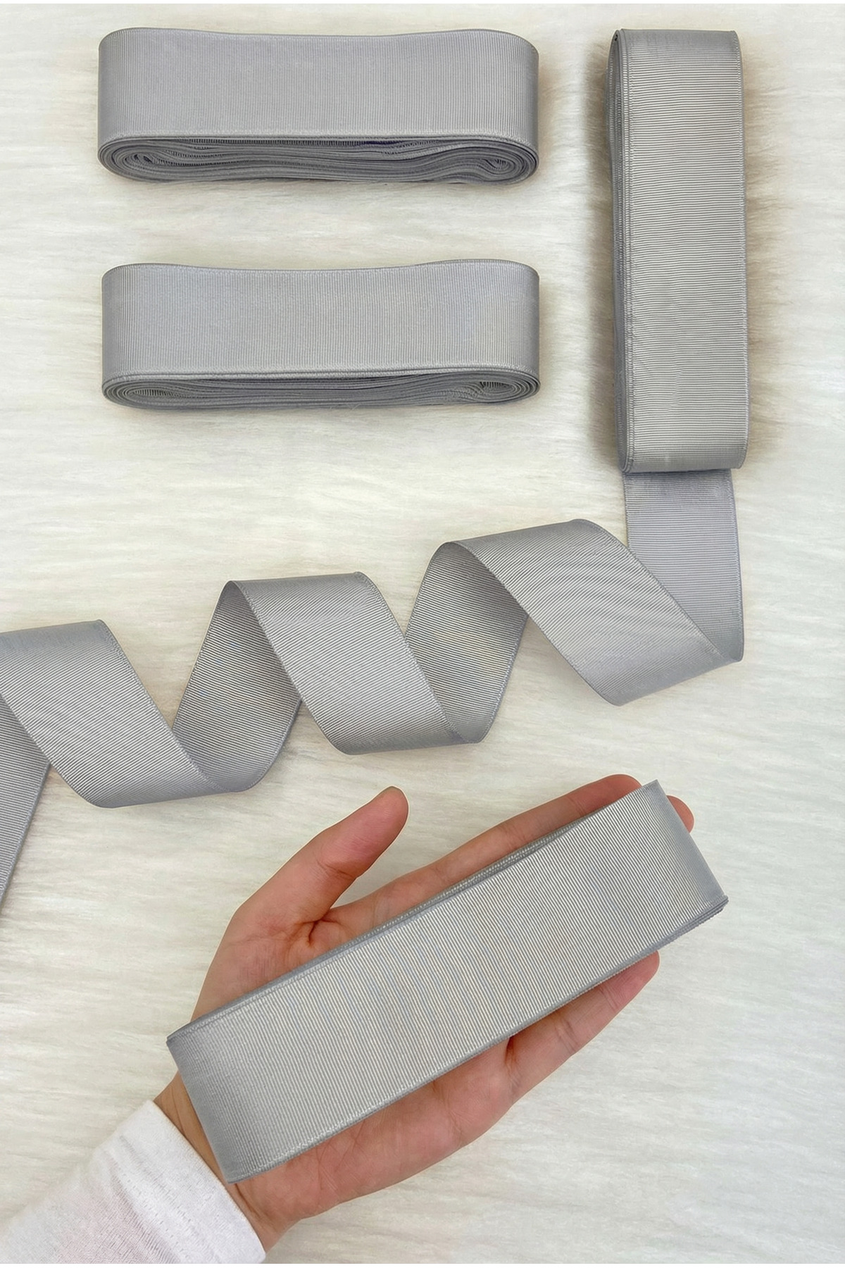 Gray Grosgrain Ribbon 4 Cm 10 Mt, Bundle Dowry Wedding Engagement Birthday Gift Packaging Decoration