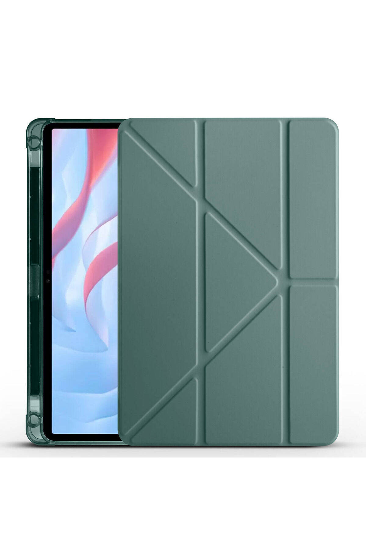 Huawei Honor Pad X8 Pro 11.5' Kılıf BSAY Tri Folding Kalem Bölmeli Standlı Kılıf - Koyu Yeşil